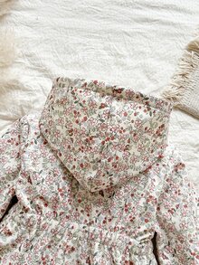SHEIN Playful Pals Young Girls Cute Printed Thermal Lined Zip-Up Jacket, Autumn/Winter - Beige - View 5
