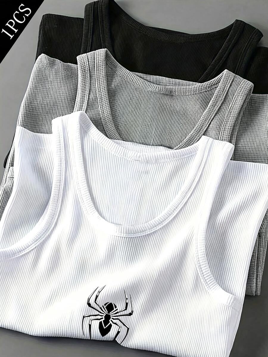 Gym Rark Kaos Olahraga Kasual Pria Motif Laba-laba untuk Perjalanan Sehari-hari, Gym - Putih - View 1