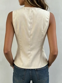 Balvessa Women's Summer Casual Commute Tank Top - Apricot - View 2