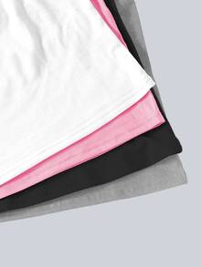 4pcs/Set Girls' Cute Ballet Camisole Tank Top Grey Black Pink White Woven Coordinated Set Suitable For All Seasons School Winter - Multicolor - View 5