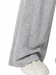Mirajuku 1pc Teen Boy Casual Teen Streetwear Baggy Sports Design Elastic Waist Sweatpants, Suitable For Daily Commute, Summer Chic For / Grey - Dark Grey - View 5