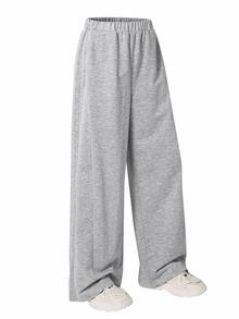 Mirajuku 1pc Teen Boy Casual Teen Streetwear Baggy Sports Design Elastic Waist Sweatpants, Suitable For Daily Commute, Summer Chic For / Grey - Dark Grey - View 6