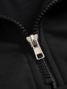 STEELVANCE 男士舒適素色布料拉鍊 Polo 領長袖衛衣，休閒度假、極簡辦公、極簡商務、日常約會、居家休閒、時尚派對、聚會，適合自穿或送禮給朋友，春夏熱銷 Yamamoto 長袖衛衣 - 黑色 - 查看 5