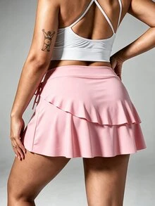 Rhythm Era 2026 Women's Plus Size Solid Color Sweet Minimalist Versatile Sports Skort - Pink - View 3