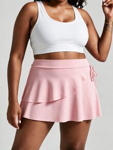Rhythm Era 2026 Women's Plus Size Solid Color Sweet Minimalist Versatile Sports Skort - Pink - View 5