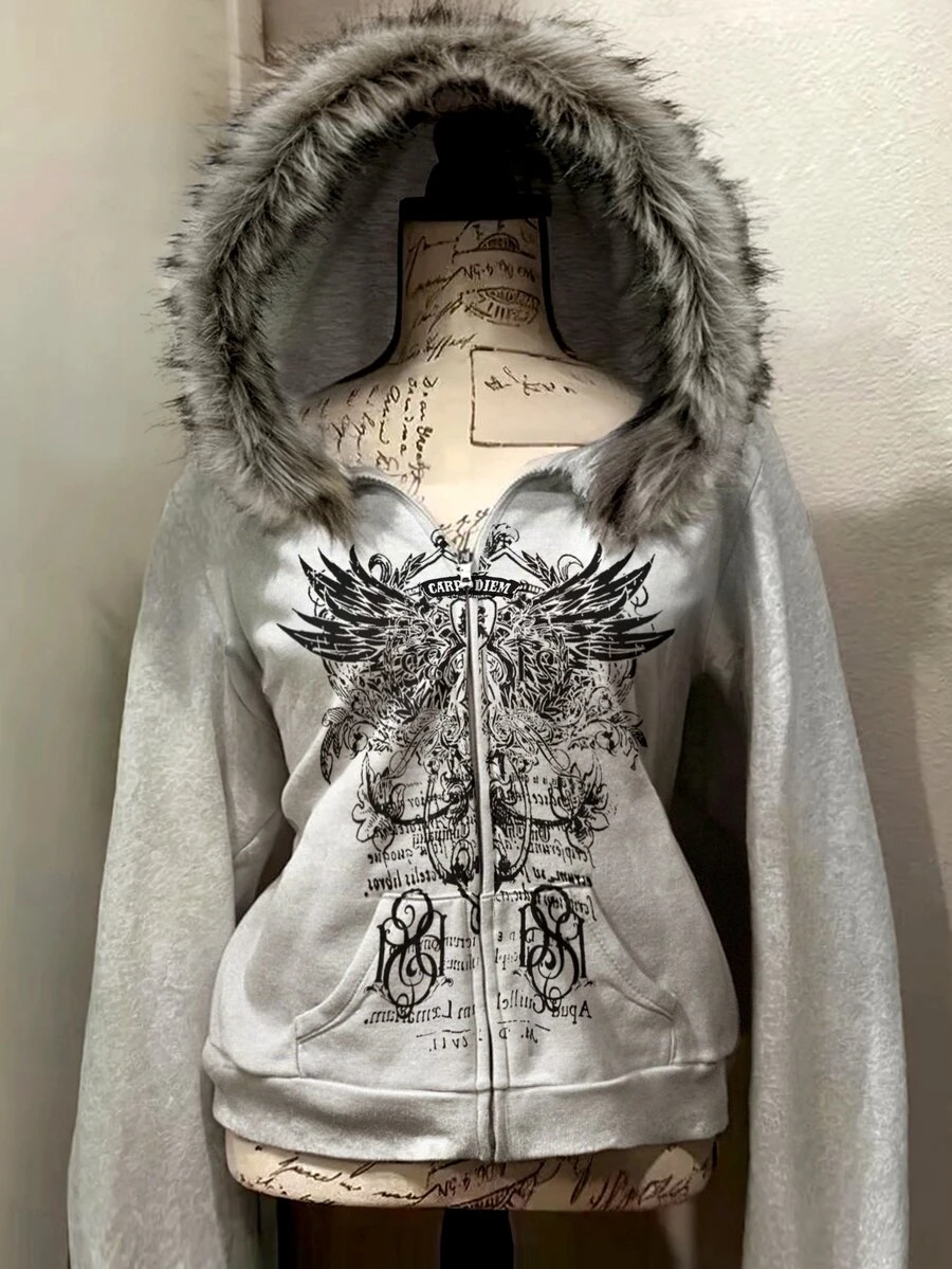Lalippa Women's Popular Cropped Sweatshirt Jacket - Grey - View 1