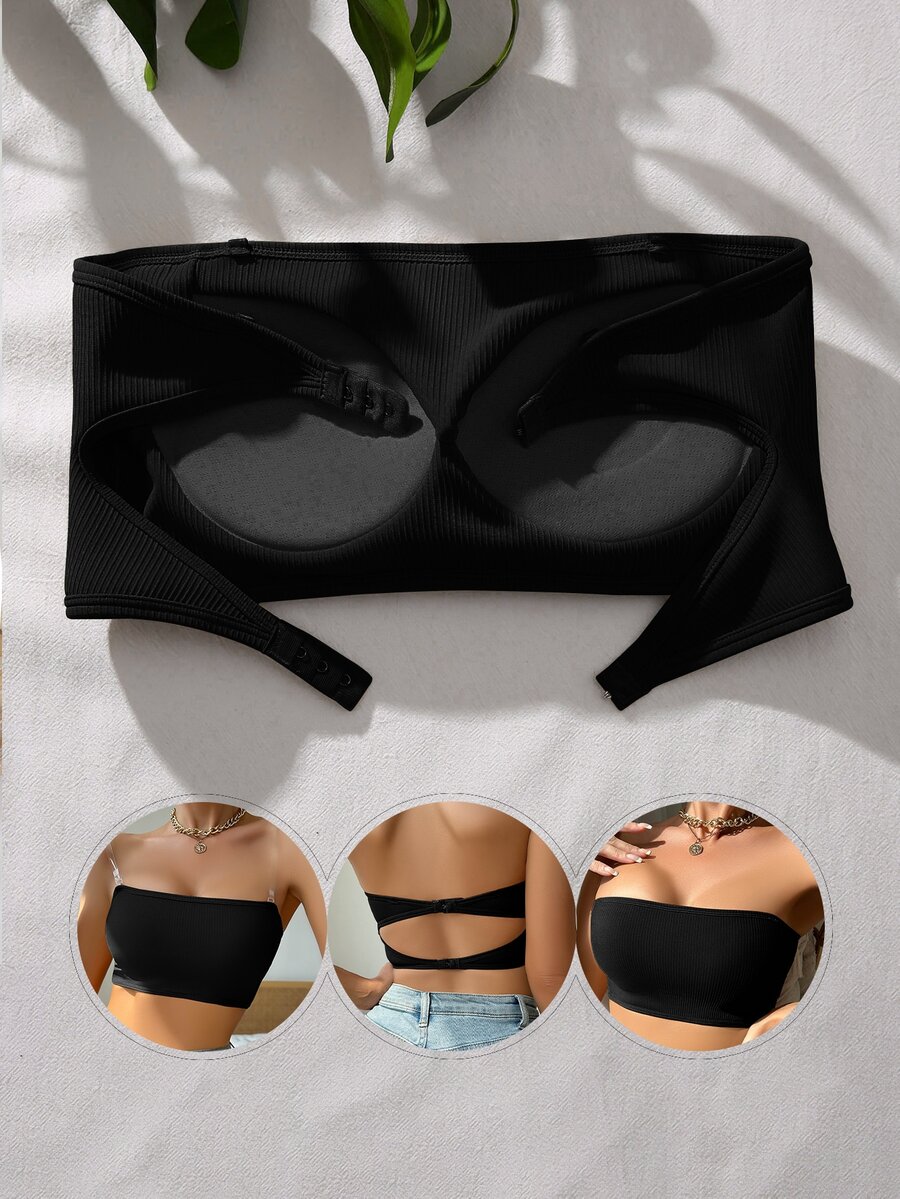 DesireSculpt Sólido Sujetador Con Aro Y Espalda Cortada - Negro - Ver 1