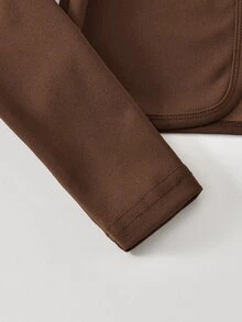 SHEIN Tween女孩秋季穿搭上衣2件/套，復古優雅可愛棕色上衣搭配白色蝴蝶結裝飾吊帶泡泡袖洋裝套裝，適合家庭與學校穿搭 - 卡其色 - 查看 5