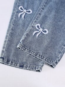 Elladie kids 女童牛仔吊帶褲連身褲 全季新款 時尚休閒牛仔女郎風 藍色復古水洗彈性腰設計 夏季 - 中等水洗藍 - 查看 10