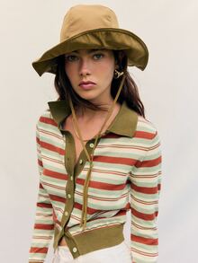 Nöista Striped Knit Cardigan. Casual, Business Casual, Everyday Layering Style. Cozy - Green - View 1