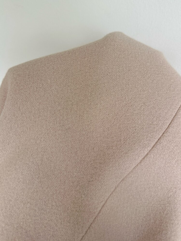SHEIN 女款秋冬立領羊毛混紡收腰中長款大衣，適合日常通勤與戶外穿著 - 杏色 - 查看 7