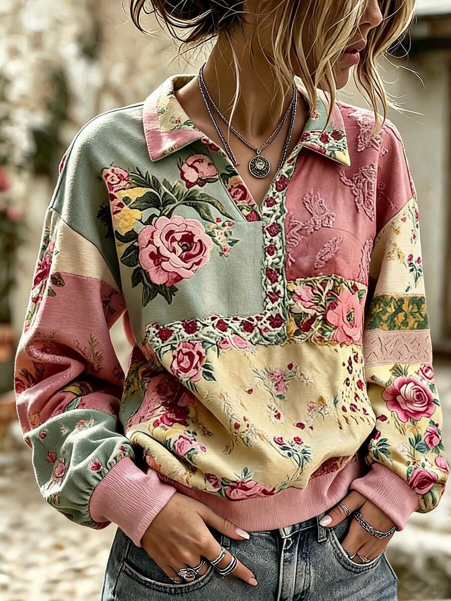 Selamara Women's Autumn Casual Street Style Slogan Print Drop Shoulder Long Sleeve Sweatshirt, Suitable For Multiple Occasions, Y2K Retro Style, Back To School Season Autumn/Winter - Multicolor - View 1