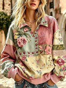 Selamara Women's Autumn Casual Street Style Slogan Print Drop Shoulder Long Sleeve Sweatshirt, Suitable For Multiple Occasions, Y2K Retro Style, Back To School Season Autumn/Winter - Multicolor - View 3