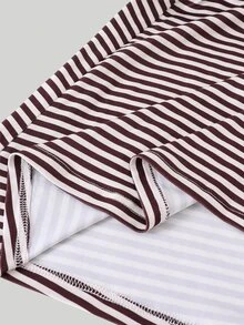 SHEIN 少女條紋長袖返校禮服 秋季女童洋裝 - 棕色 - 查看 8
