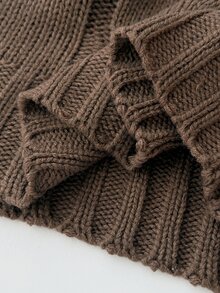 FavEase เสื้อสเวตเตอร์ถักลายเคเบิล - สีน้ำตาลกาแฟ - ดู 11