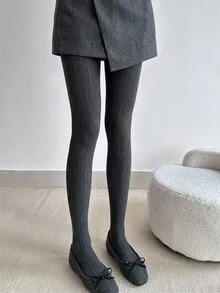 DAZY Women's Dark Gray Vertical Striped Slimming Streetwear Commute Date Daily Tights, Autumn Summer - Dark Grey - View 7