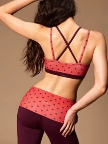 VARSIVA Women's Polka Dot Print 2 In 1 Daily Fitness Sports Bra - Multicolor - View 10