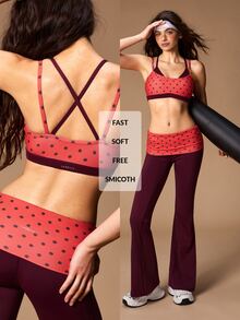 VARSIVA Women's Polka Dot Print 2 In 1 Daily Fitness Sports Bra - Multicolor - View 11