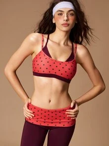 VARSIVA Women's Polka Dot Print 2 In 1 Daily Fitness Sports Bra - Multicolor - View 4