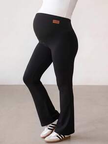 Modmama Maternity Adjustable Waist Casual Daily Tight Leggings - Black - View 2