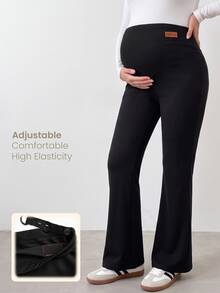 Modmama Maternity Adjustable Waist Casual Daily Tight Leggings - Black - View 1