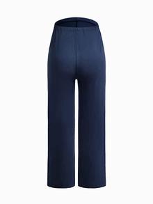 Modmama Maternity Solid Color Round Neck Long Sleeve T-Shirt And Adjustable Waist Long Pants Casual 2 Pieces Set Fall - Navy Blue - View 8