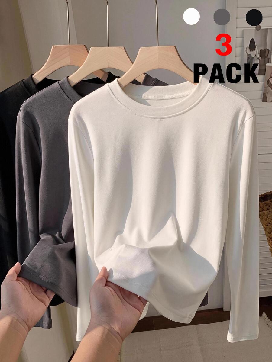 Comfortcana 3 Buah Kaos Ukuran Besar Musim Gugur - MultiWarna - View 1