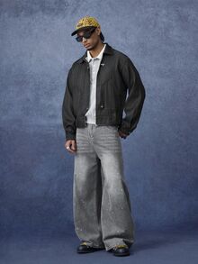 PAVTROS Men's Autumn & Winter Old‑Money Denim‑Look Jacket, Cargo Patch Pockets & Plane‑Buckle Accents, Perfect Millennium‑Theme Gift For Halloween & Christmas - Black - View 4