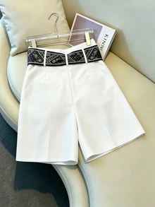 Franclia Women's Casual Loose Fit Relaxed Style Scarf Tie Hem Wide Leg Pants - White - View 3