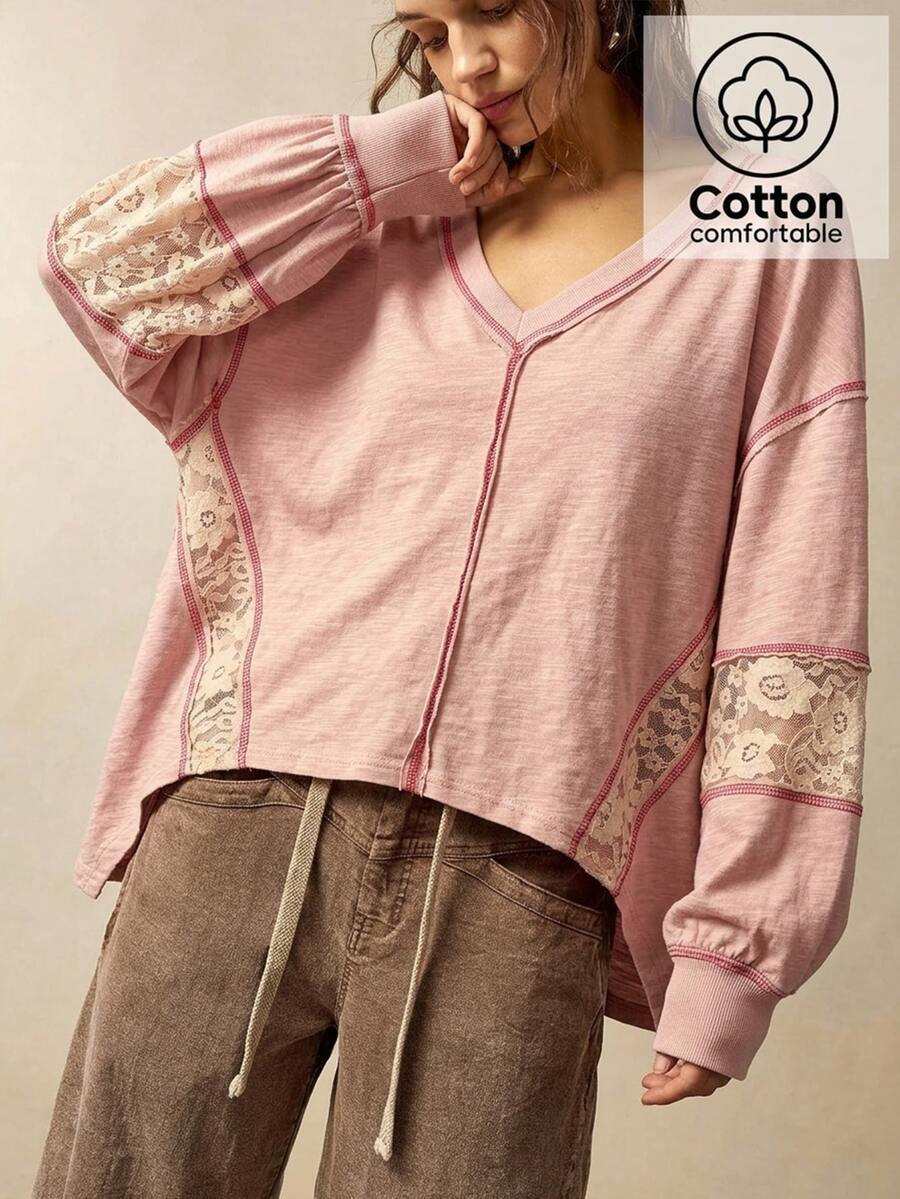 Bohemela Sweatshirt Rajut Kasual Warna Polos Model Longgar untuk Wanita