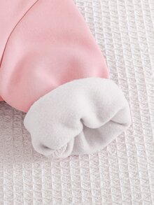 女嬰休閒簡約寬鬆圓領衛衣與彈性腰長褲套裝，內裡保暖，適合秋冬穿著 - 彩色 - 查看 4