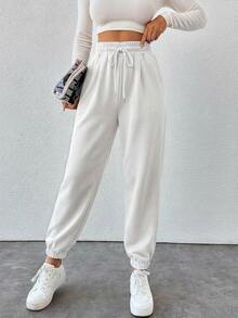 Cottnline Women Sweatpants Gym White Autumn - White - View 8