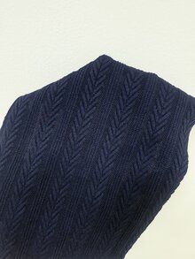 RosyDaze Solid Color Turtleneck Raglan Long Sleeve Fitted Twist Knit Casual T-Shirt - Navy Blue - View 8