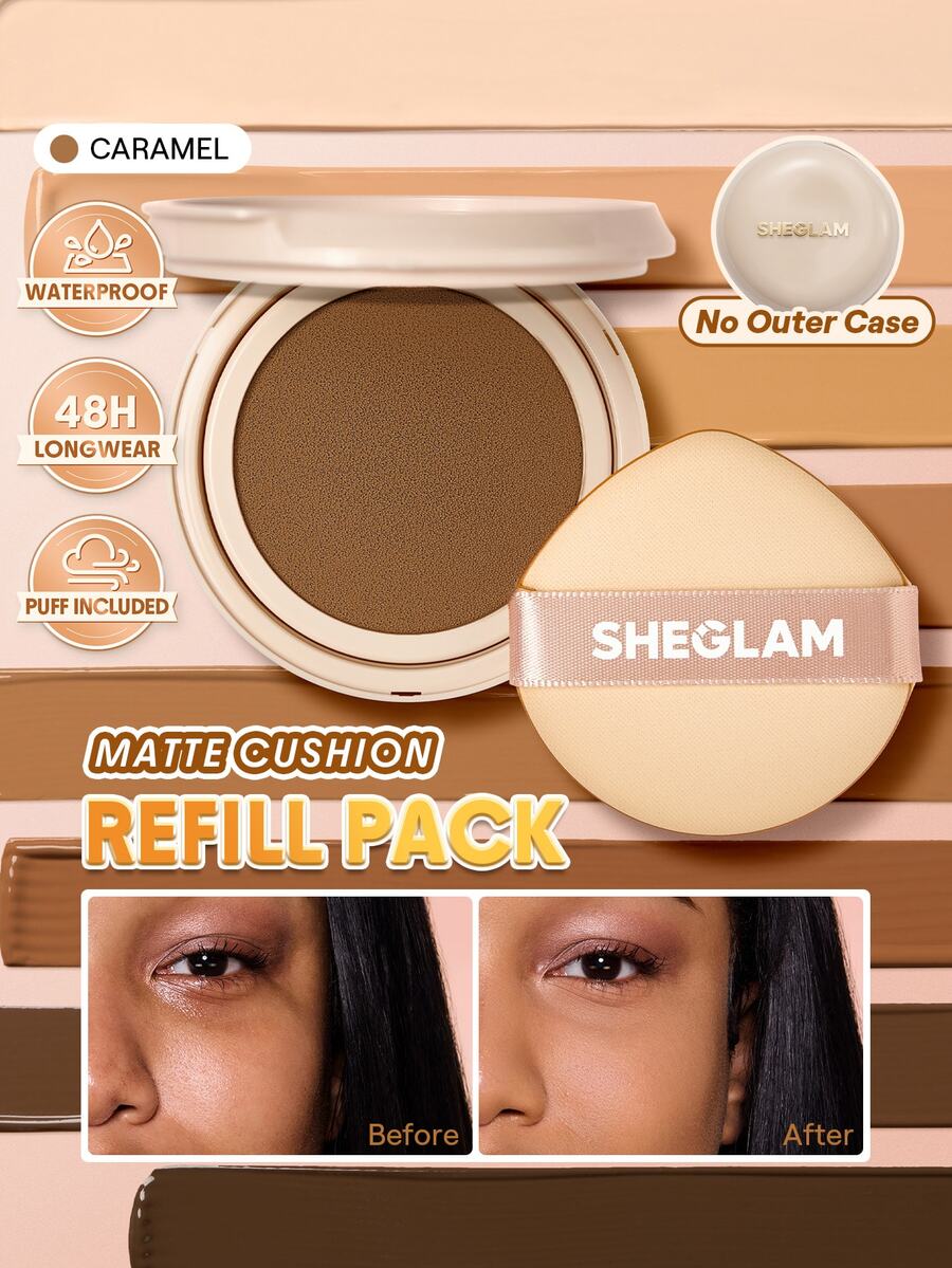 SHEGLAM Lock & Go 持久氣墊粉底-Caramel 品牌美妝化妝品 適合女士與女孩 - Caramel - 查看 1