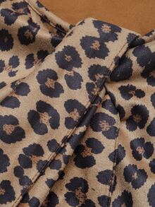 Balvessa Vintage Leopard Print Ribbon Tied Shirt For Women's Autumn Long Sleeved Sweatshirt, Suitable For Halloween Festival, Work, And Outdoor Wear - Brown - View 6