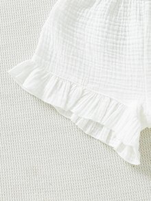 SHEIN Vintaside Kids 3入組/包嬰兒女孩純色荷葉邊短褲 - 彩色 - 查看 5