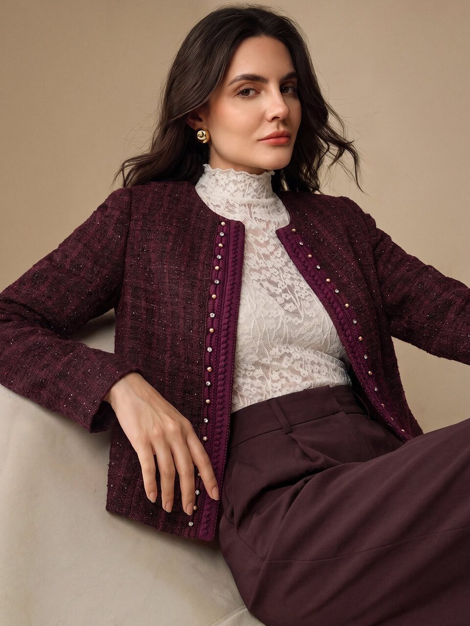 Anewsta Autumn/Winter New Regular Shoulder Elegant Women's Casual Jacket