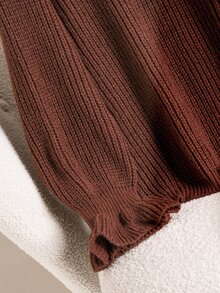 Elaquor Sweater Pullover Lengan Panjang Leher Bulat Dolman Warna Cokelat Ukuran Plus untuk Wanita, Model Kasual Serbaguna untuk Musim Gugur/Dingin - Coklat - View 6
