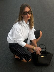 Siren Gaze Women's Fashion Commuter Striped Cropped Pants - Black - View 5
