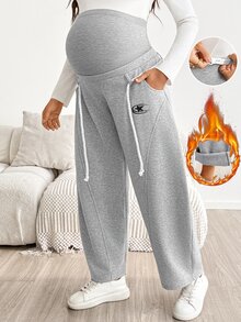 SHEIN Maternity Casual Warm Pants For Autumn/Winter - Grey - View 7