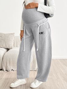 SHEIN Maternity Casual Warm Pants For Autumn/Winter - Grey - View 6