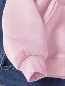 SHEIN 青少年女孩秋冬休閒連帽開襟外套 - 粉色 - 查看 7