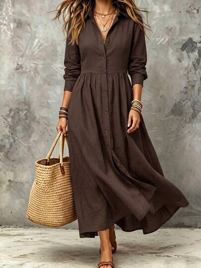 SHEIN LUNE CURVE فستان صيفي طويل أنيق منسوج مقاس كبير