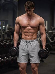 Coreblaze Pantalones cortos de estilo novio para hombres con cordón, versátiles, diarios, casuales, deportivos, pantalones cortos de gimnasio, pantalones cortos de estilo novio para hombres, pantalones cortos de baloncesto de estilo novio para hombres, desinfectante de manos, pantalones cortos grises escolares, pantalones cortos de entrenamiento de secado rápido, pantalones cortos de gimnasio para senderismo al aire libre, pantalones cortos de running con bolsillos, pantalones cortos de entrenamiento grises, ligeros - Gris - Ver 4