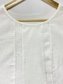 Trelyra Women's Casual Solid Color Long Sleeve Shirt For Vacation - White - View 7
