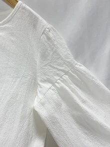Trelyra Women's Casual Solid Color Long Sleeve Shirt For Vacation - White - View 6