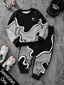 Infant Toddler Round Neck Casual Pullover Sweatshirt With Fleece Lining, Thickened For Autumn/Winter - Multicolor - View 2