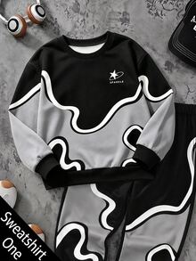 Infant Toddler Round Neck Casual Pullover Sweatshirt With Fleece Lining, Thickened For Autumn/Winter - Multicolor - View 4