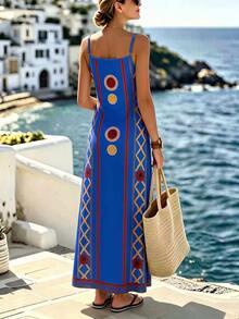 Selamara Women's Geometric Print Spaghetti Strap Dress - Multicolor - View 2