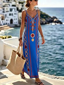 Selamara Women's Geometric Print Spaghetti Strap Dress - Multicolor - View 3